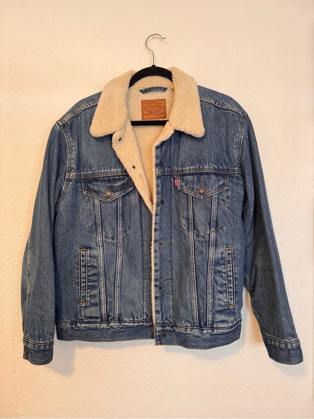 Levi's Blue Denim Sherpa Jacket with Cream Lining